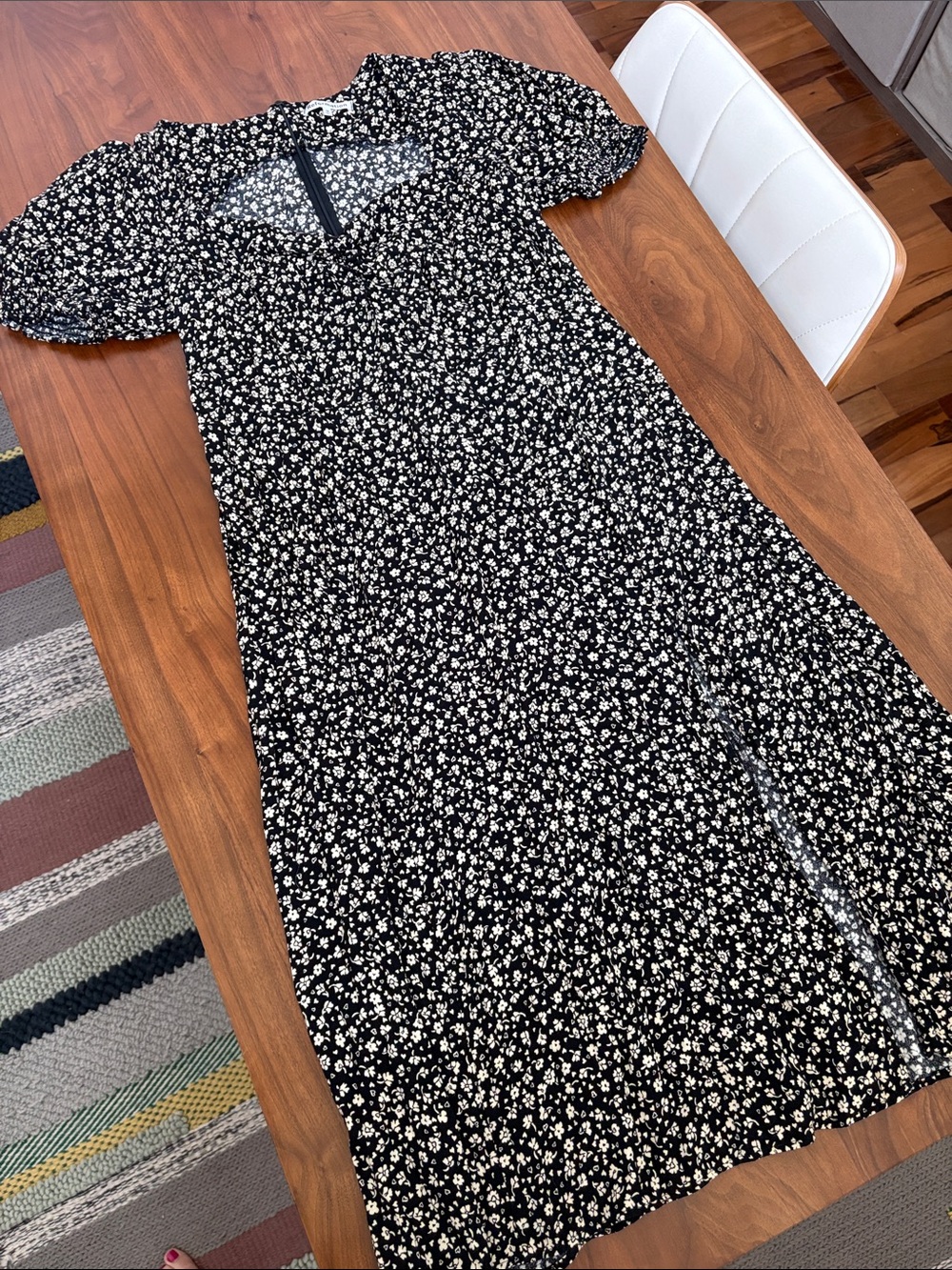 Reformation Lacey Smocked Sleeve Midi Dress Sweetheart Neckline Size 16 - Picture 6 of 10
